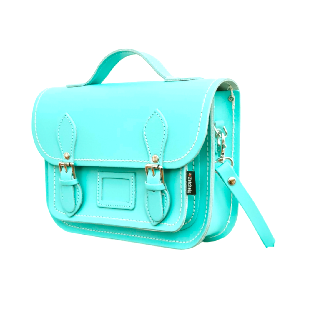 Leather Midi Satchel - Limpet - Shell Blue  