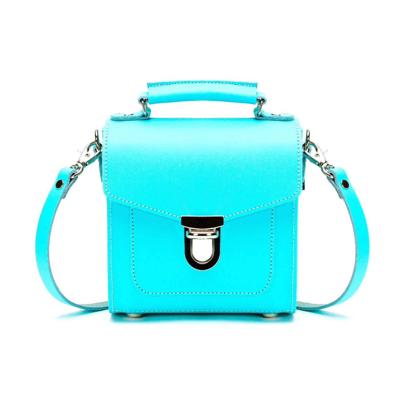 Handmade Leather Sugarcube Handbag - Limpet - Shell Blue  
