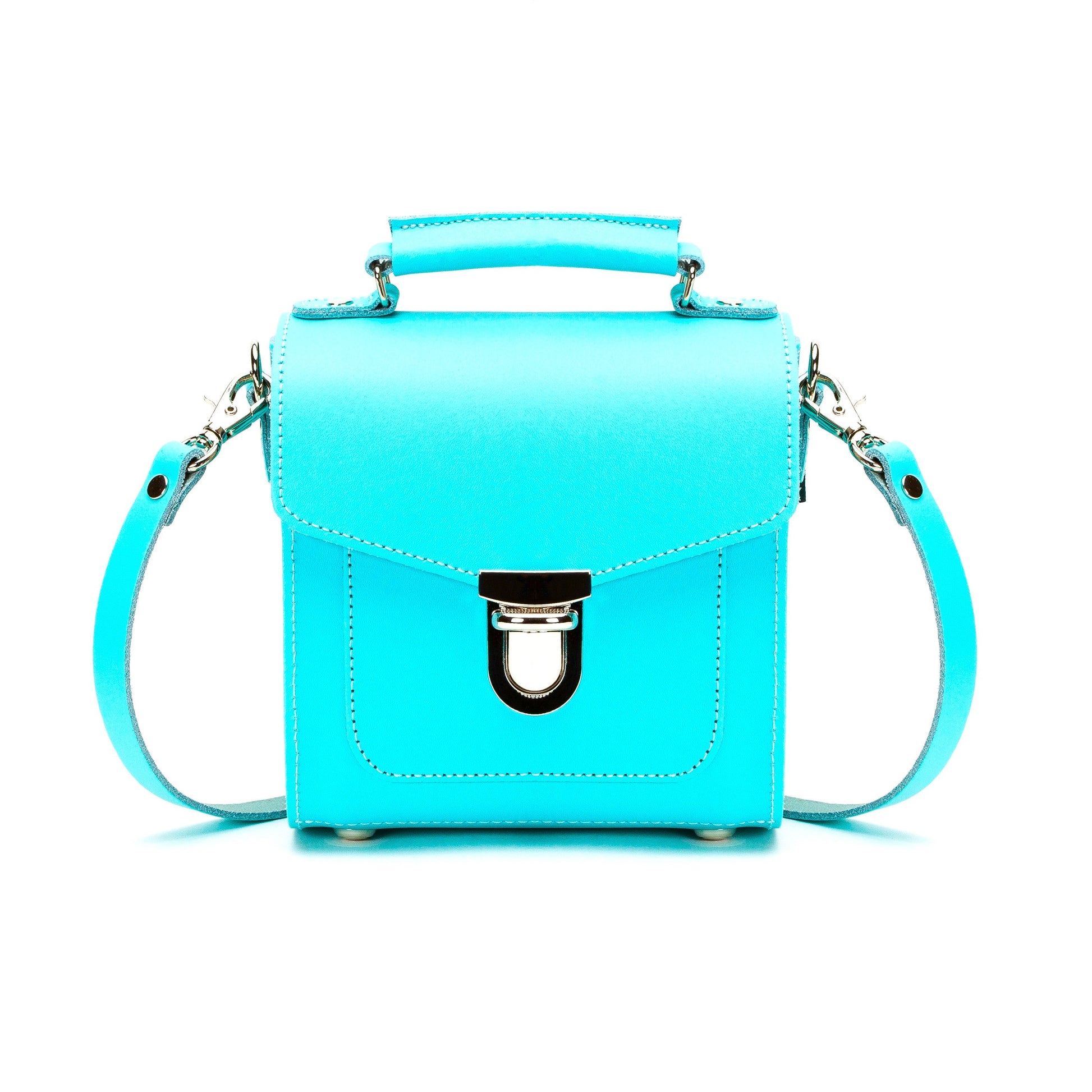 Handmade Leather Sugarcube Handbag - Limpet - Shell Blue  