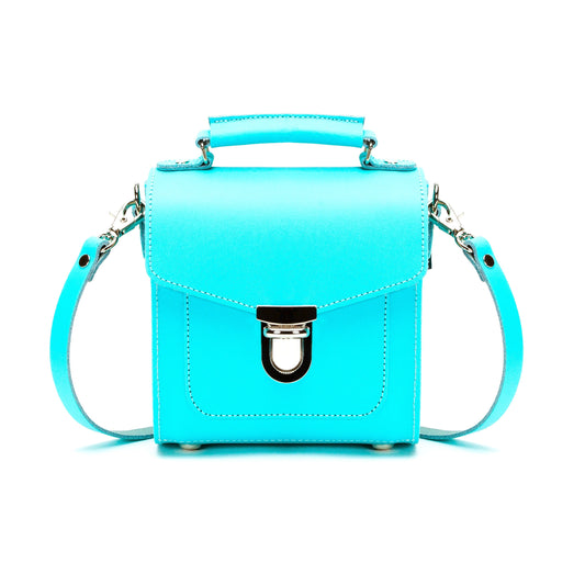 Handmade Leather Sugarcube Handbag - Limpet - Shell Blue  