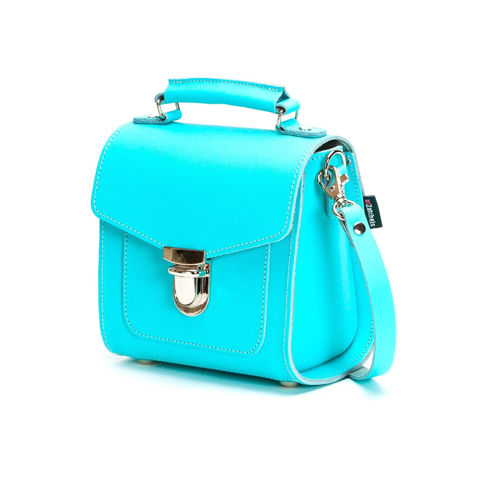 Handmade Leather Sugarcube Handbag - Limpet - Shell Blue  