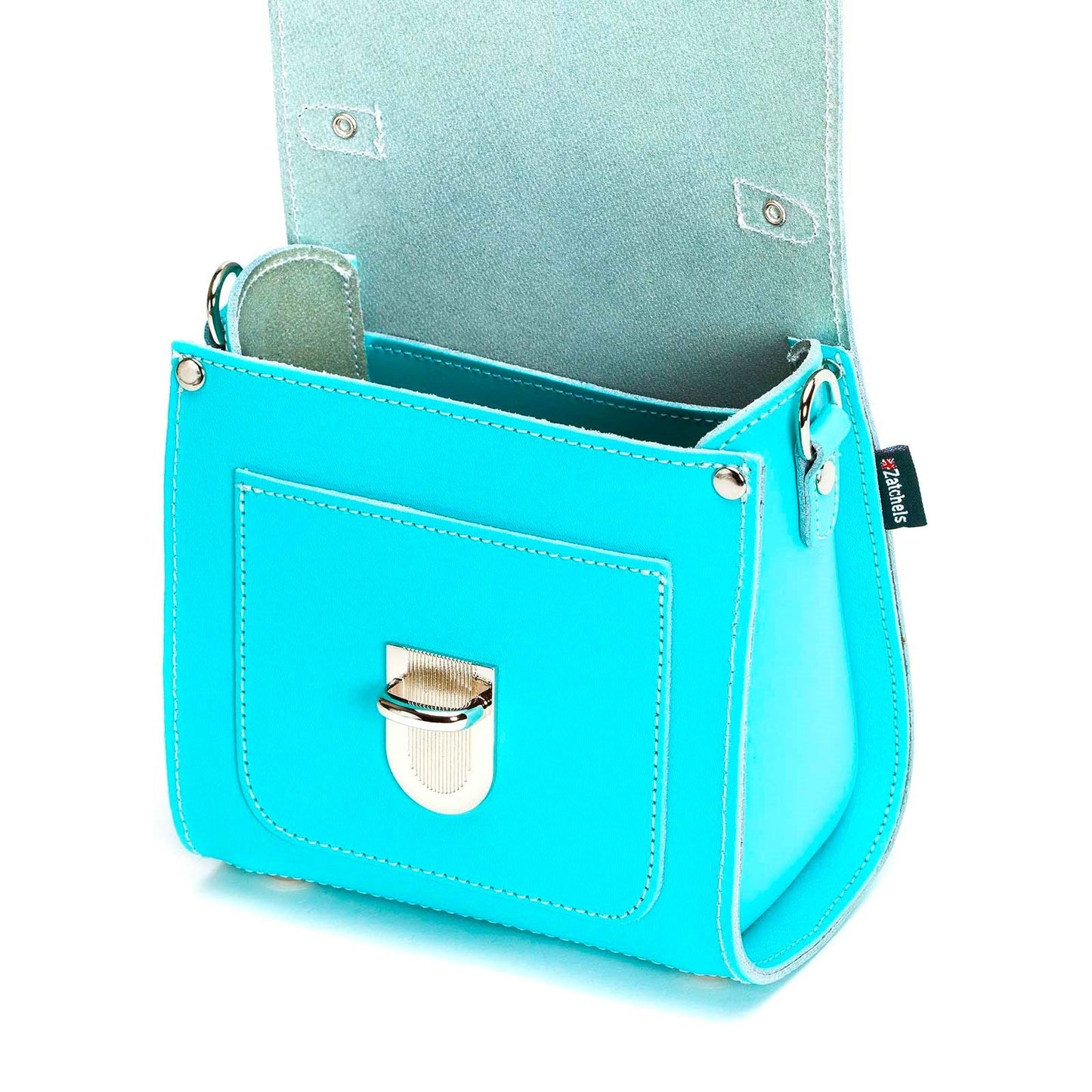 Handmade Leather Sugarcube Handbag - Limpet - Shell Blue  