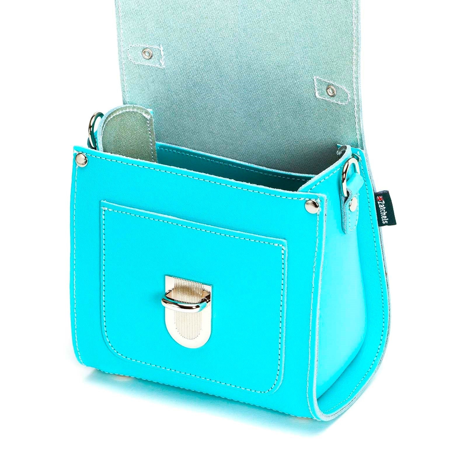 Handmade Leather Sugarcube Handbag - Limpet - Shell Blue  