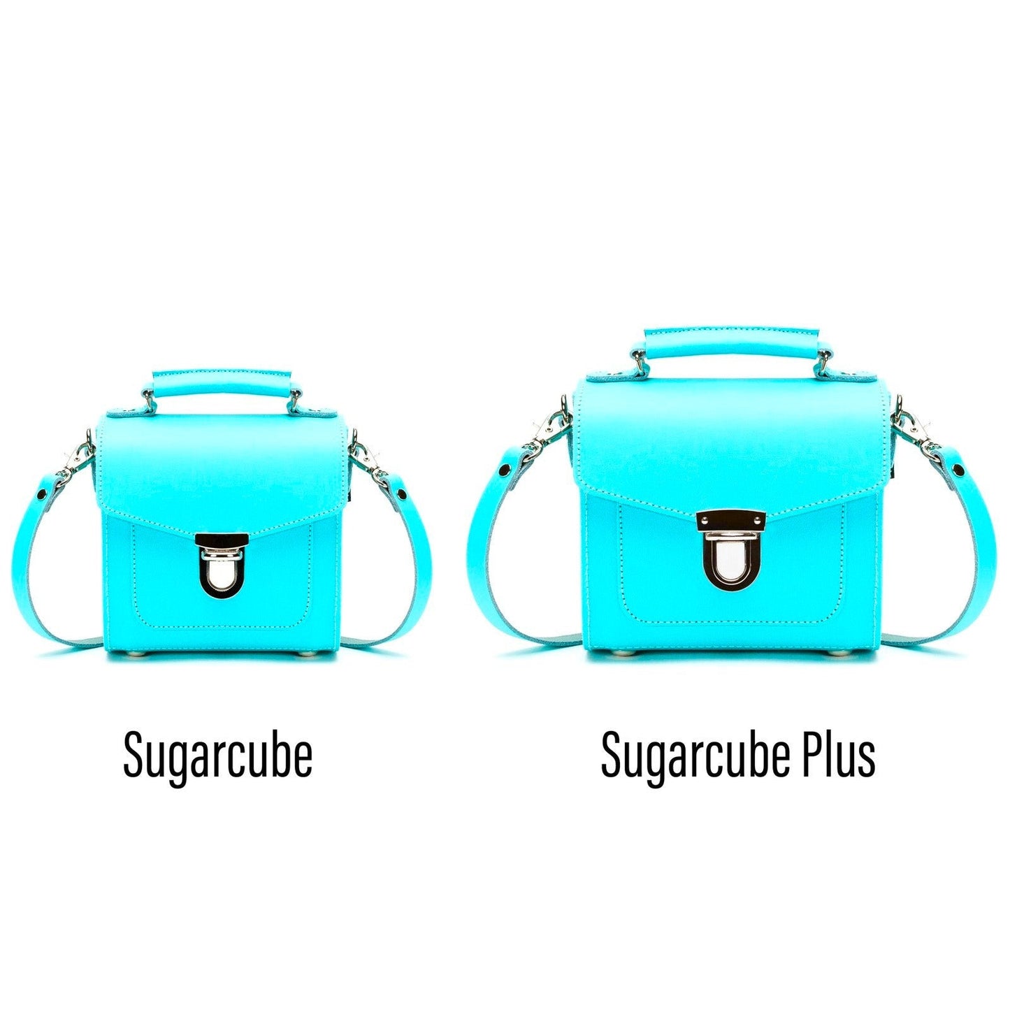 Handmade Leather Sugarcube Handbag - Limpet - Shell Blue  