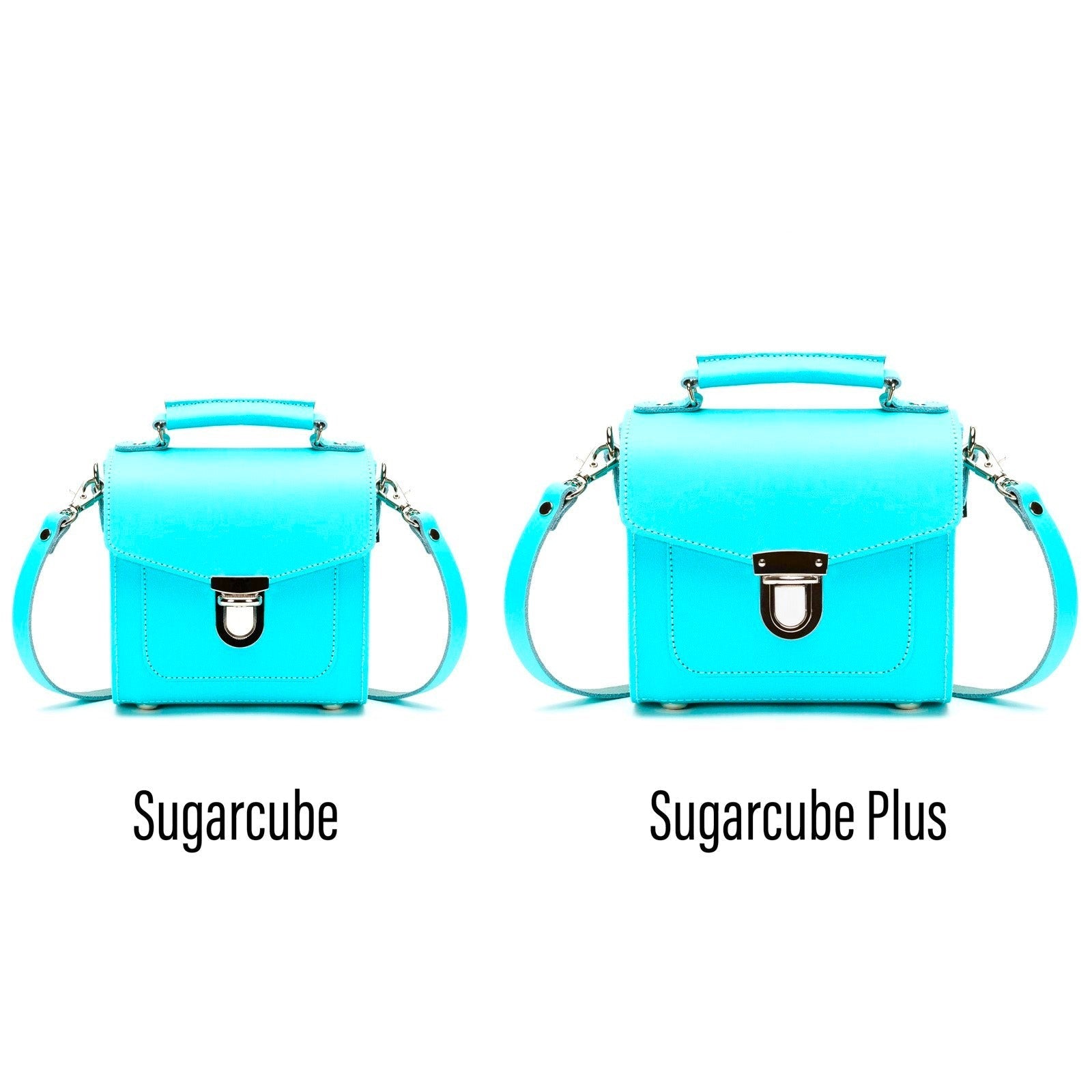 Handmade Leather Sugarcube Handbag - Limpet - Shell Blue  