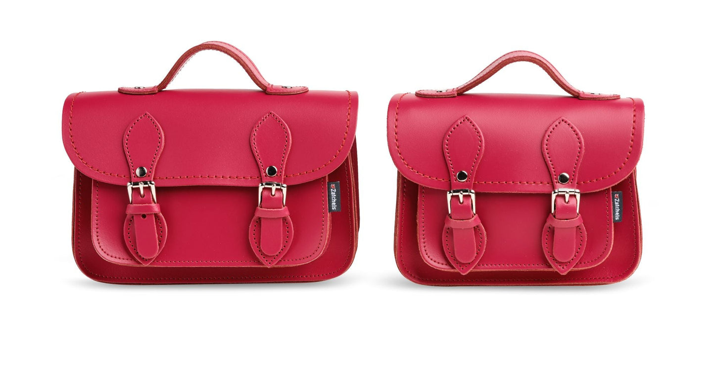 Handmade Leather Micro Satchel - Magenta  