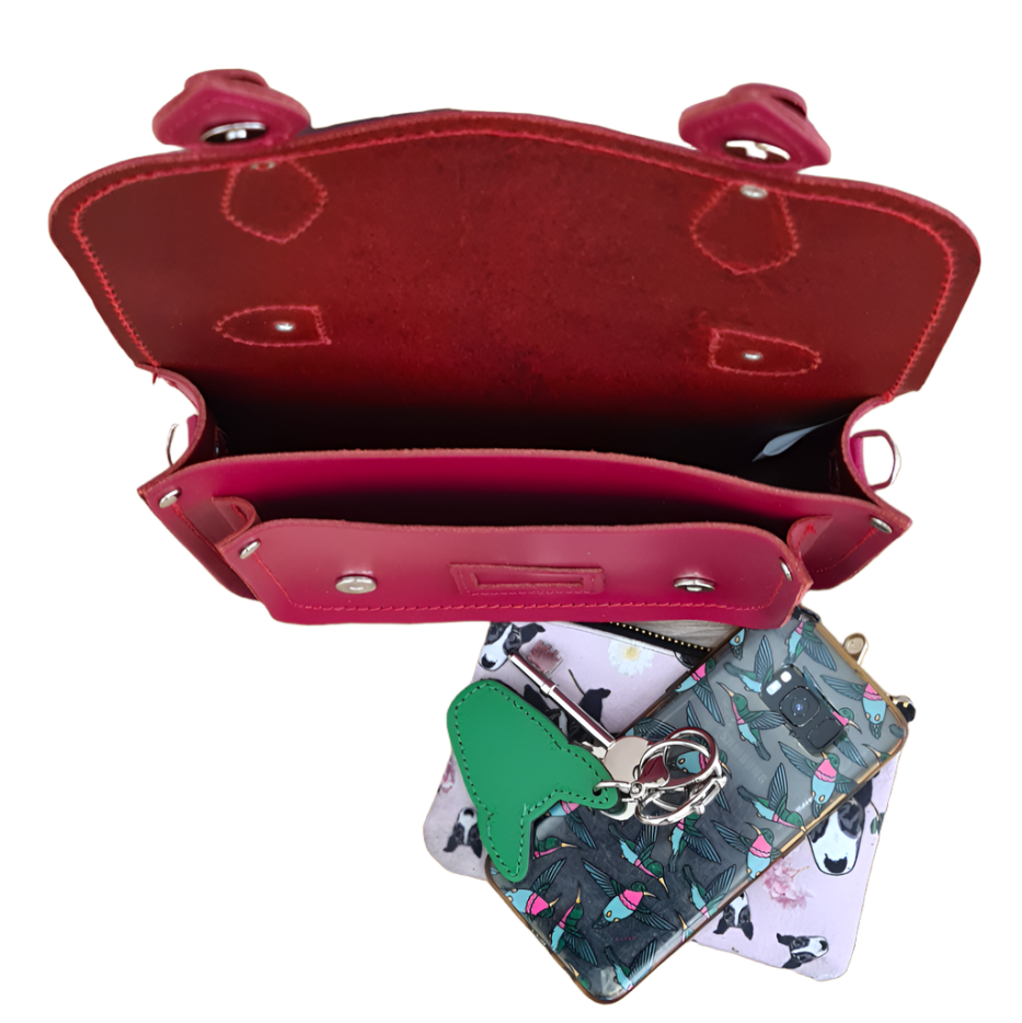 Leather Midi Satchel - Magenta  