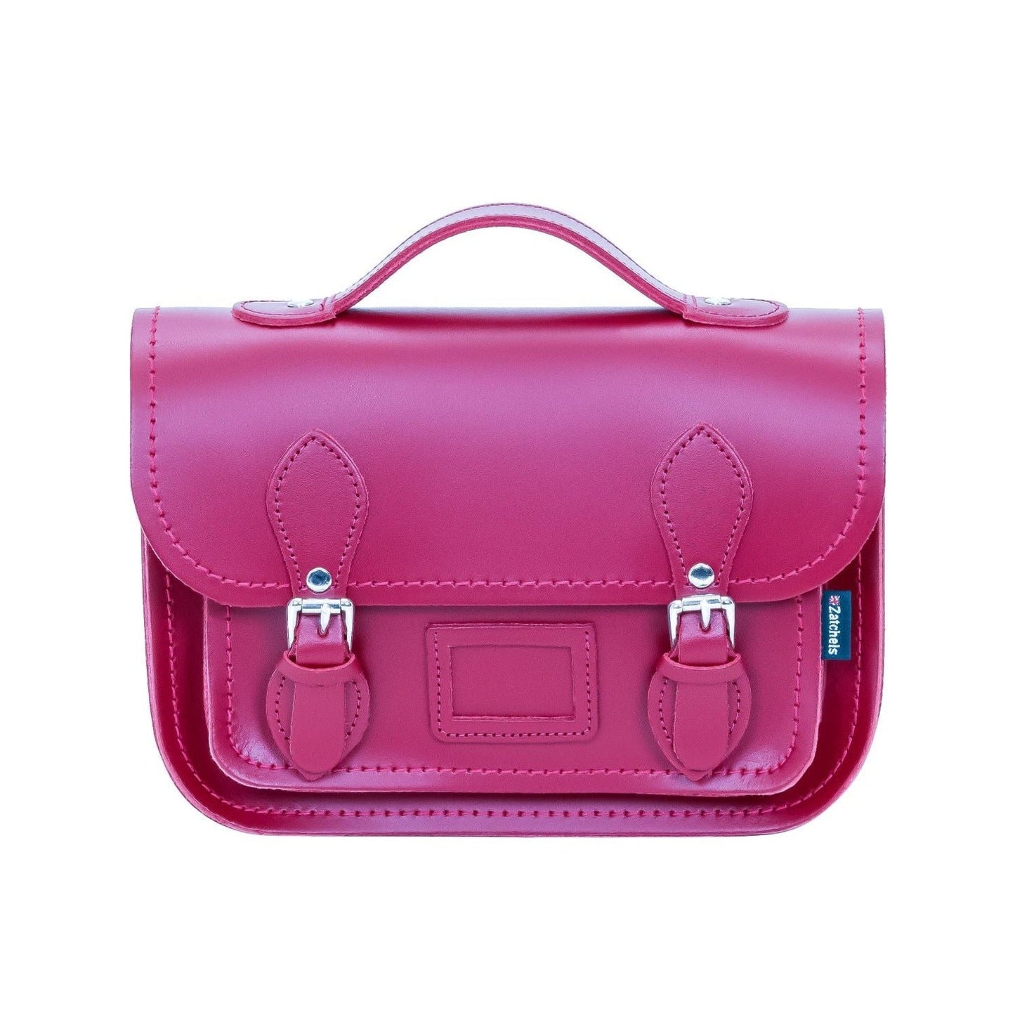 Leather Midi Satchel - Magenta  