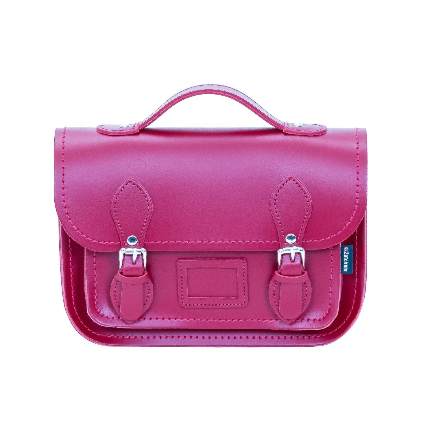 Leather Midi Satchel - Magenta  