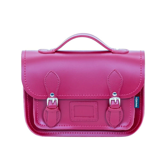 Leather Midi Satchel - Magenta  