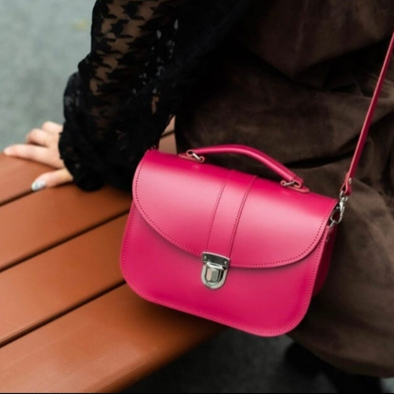 Olympia Handmade Leather Bag - Magenta  
