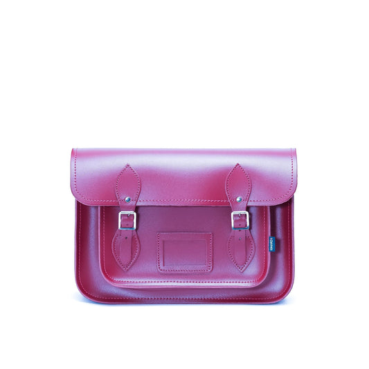 Handmade Leather Satchel - Magenta  