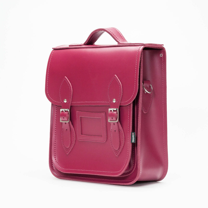 Handmade Leather City Backpack - Magenta  
