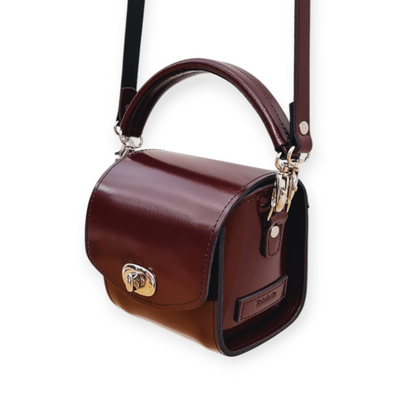 Bauble Handmade High Shine Leather Handbag - Marsala Red  