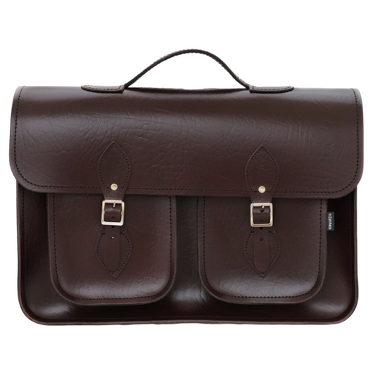 Twin Pocket Executive Handmade Leather Satchel - Marsala Red  