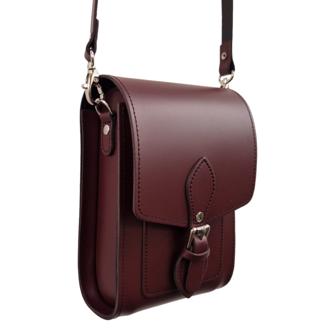 Handmade Leather Festival Phone Bag - Marsala Red  