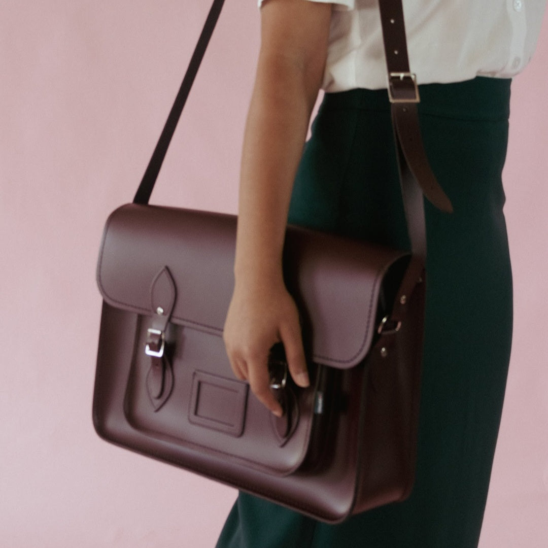 Handmade Leather Satchel - Marsala Red  