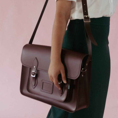 Handmade Leather Satchel - Marsala Red
