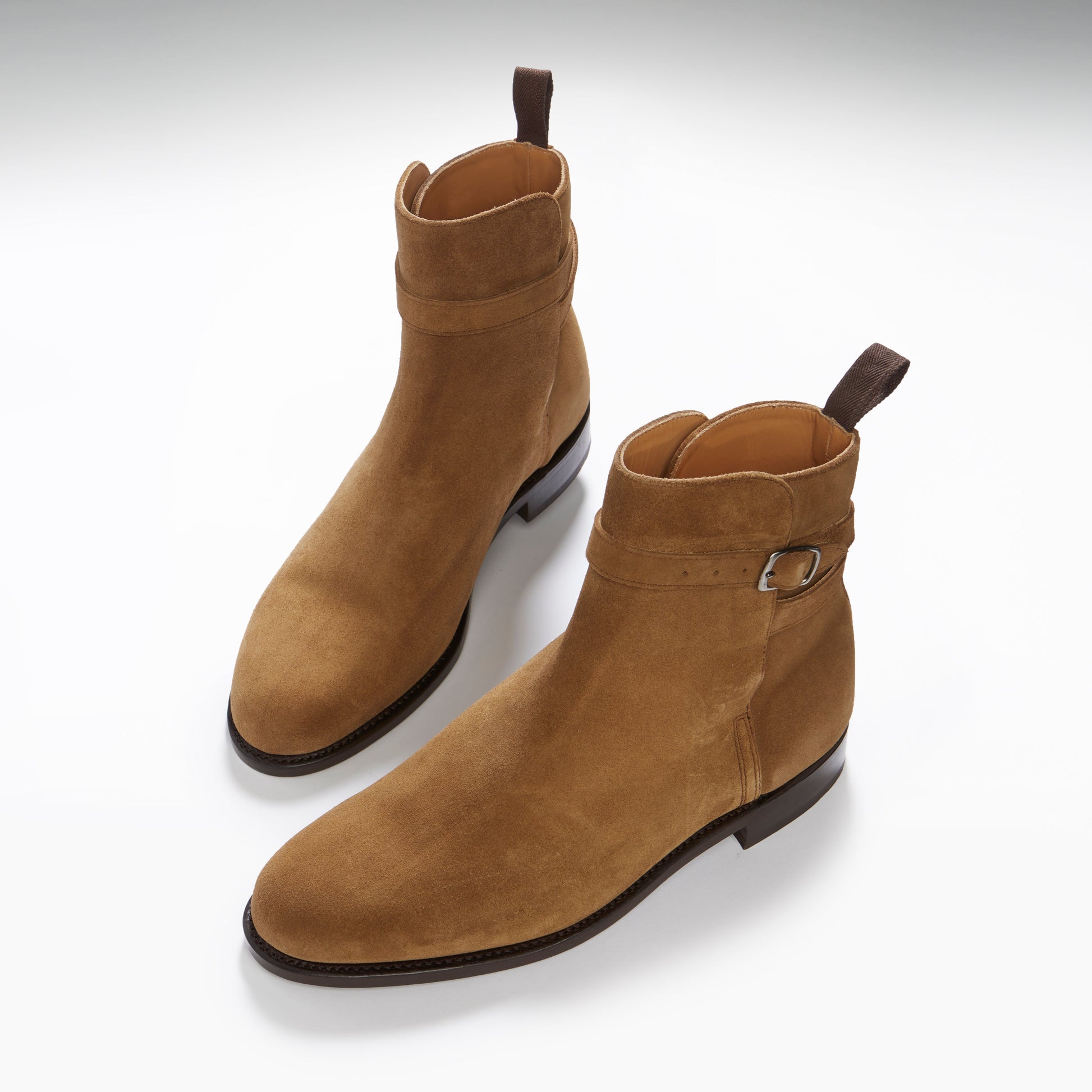Tobacco Suede Jodhpur Boots, Welted Leather Sole  