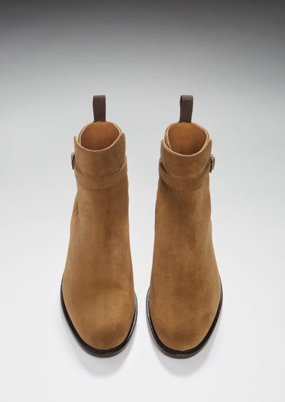 Tobacco Suede Jodhpur Boots, Welted Leather Sole  