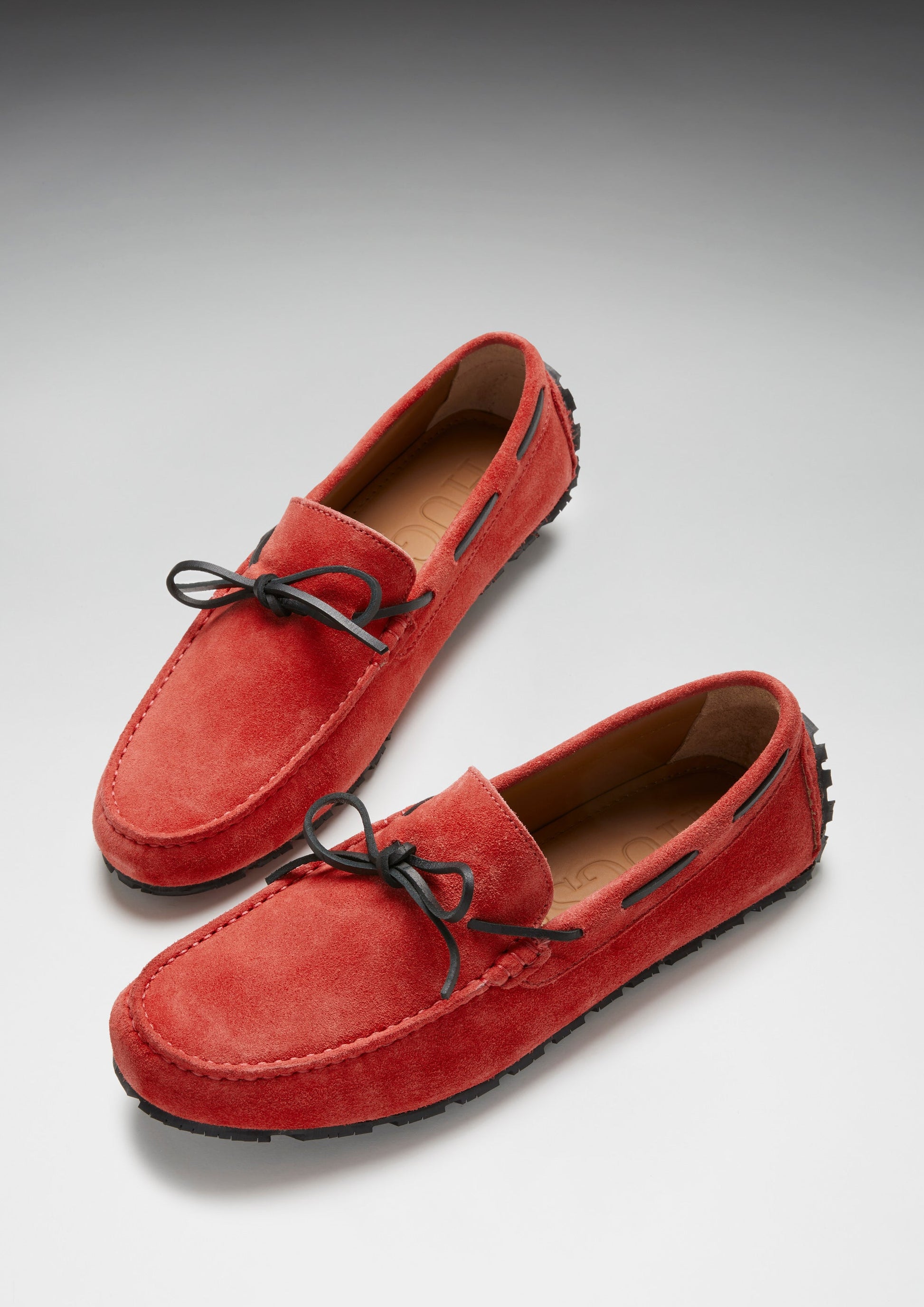 Tyre Sole Laced Driving Loafers, red suede  
