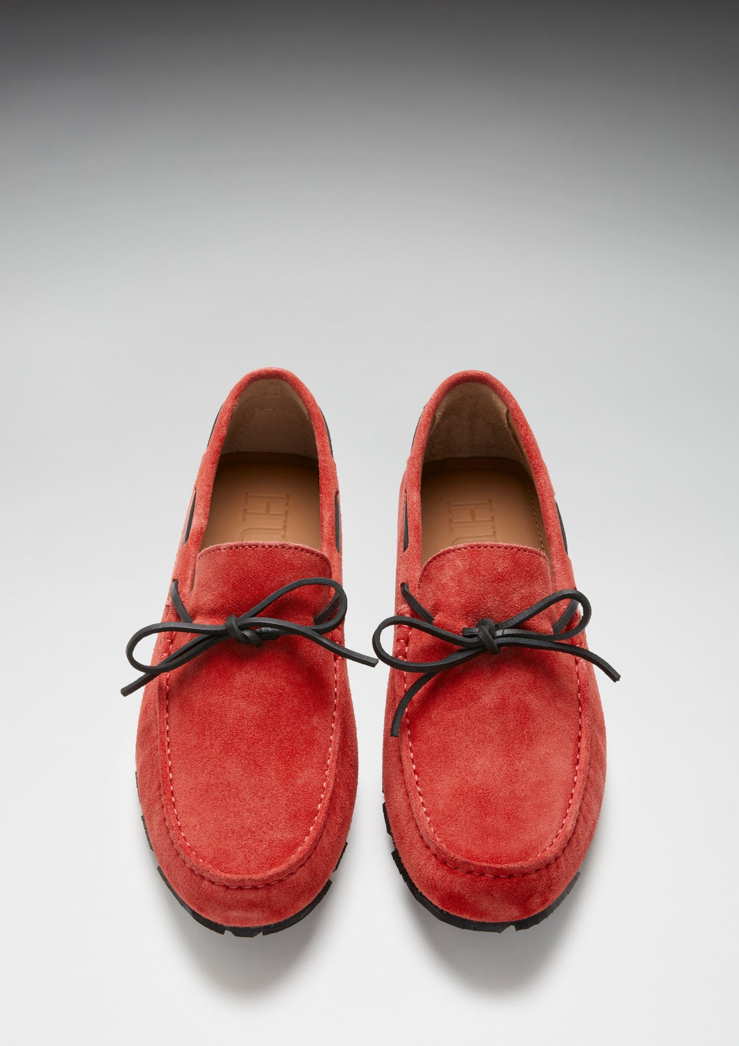 Tyre Sole Laced Driving Loafers, red suede  