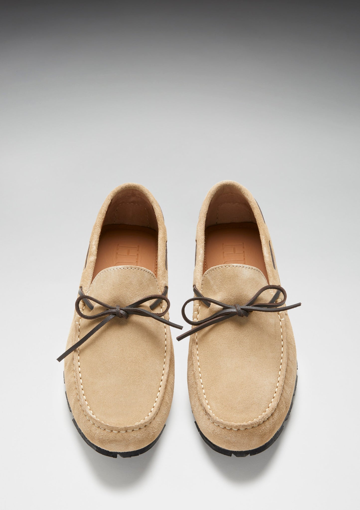 Tyre Sole Laced Driving Loafers, taupe suede  