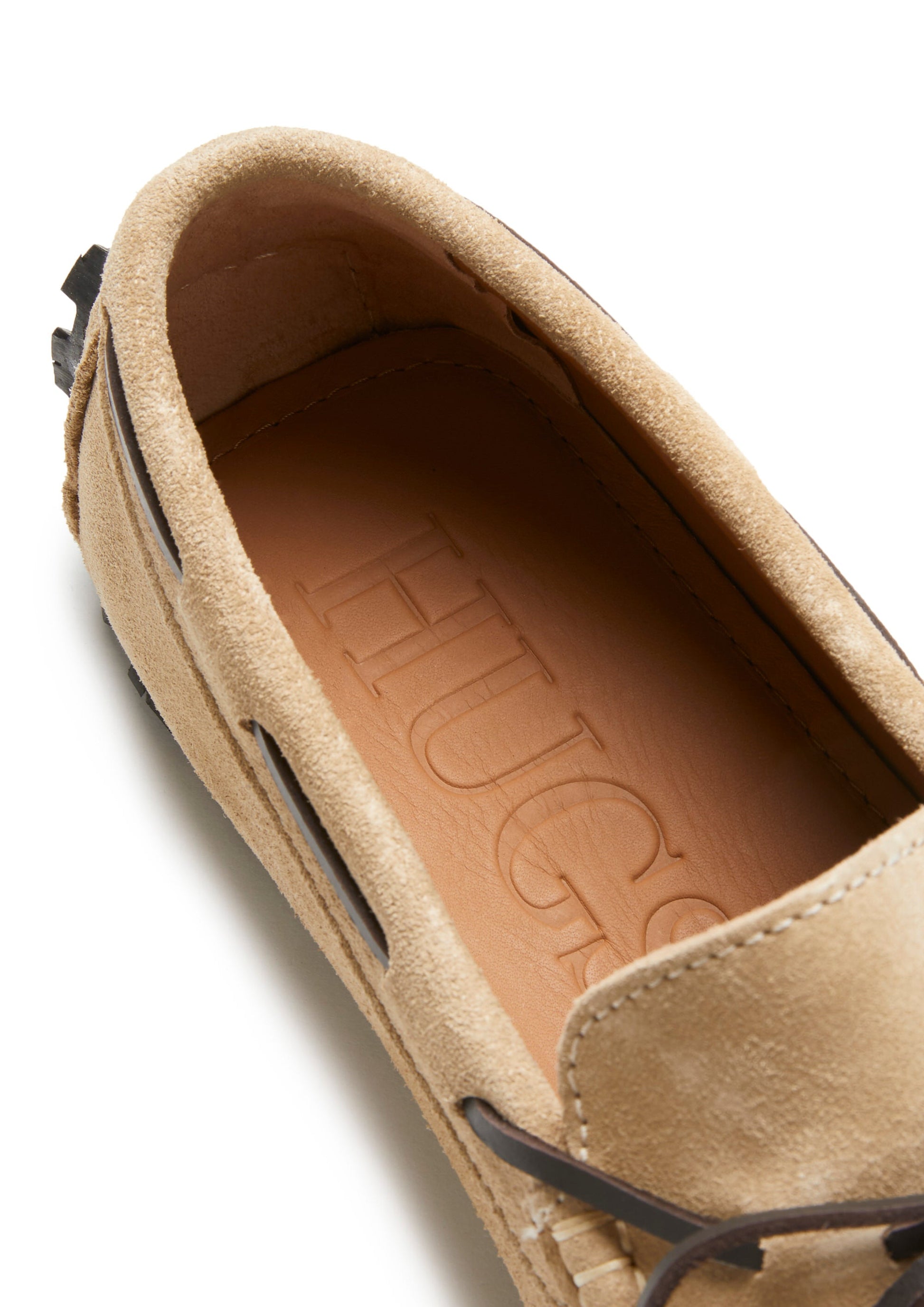 Tyre Sole Laced Driving Loafers, taupe suede  