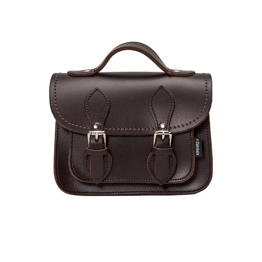 Handmade Leather Micro Satchel - Dark Brown  