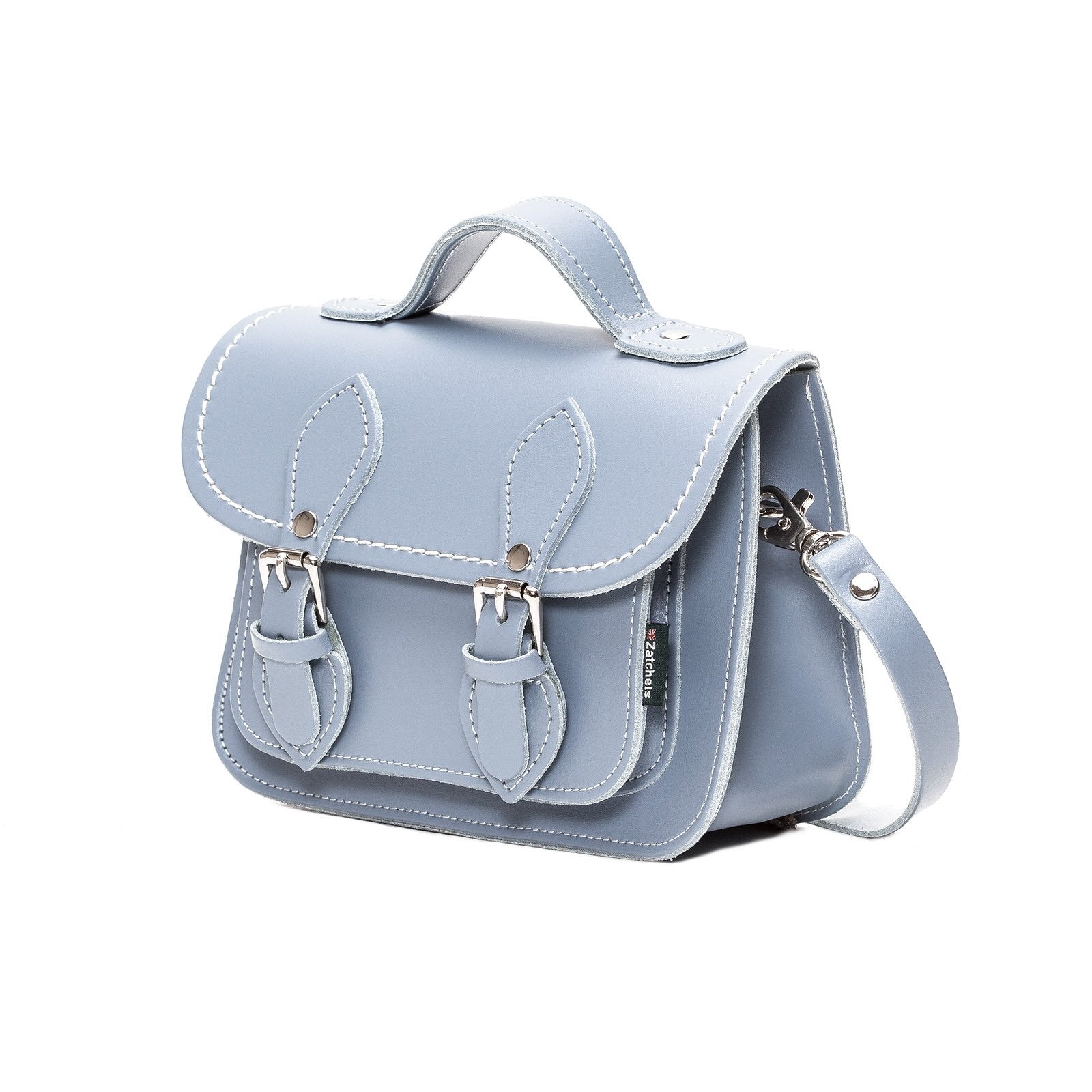 Handmade Leather Micro Satchel - Lilac Grey  
