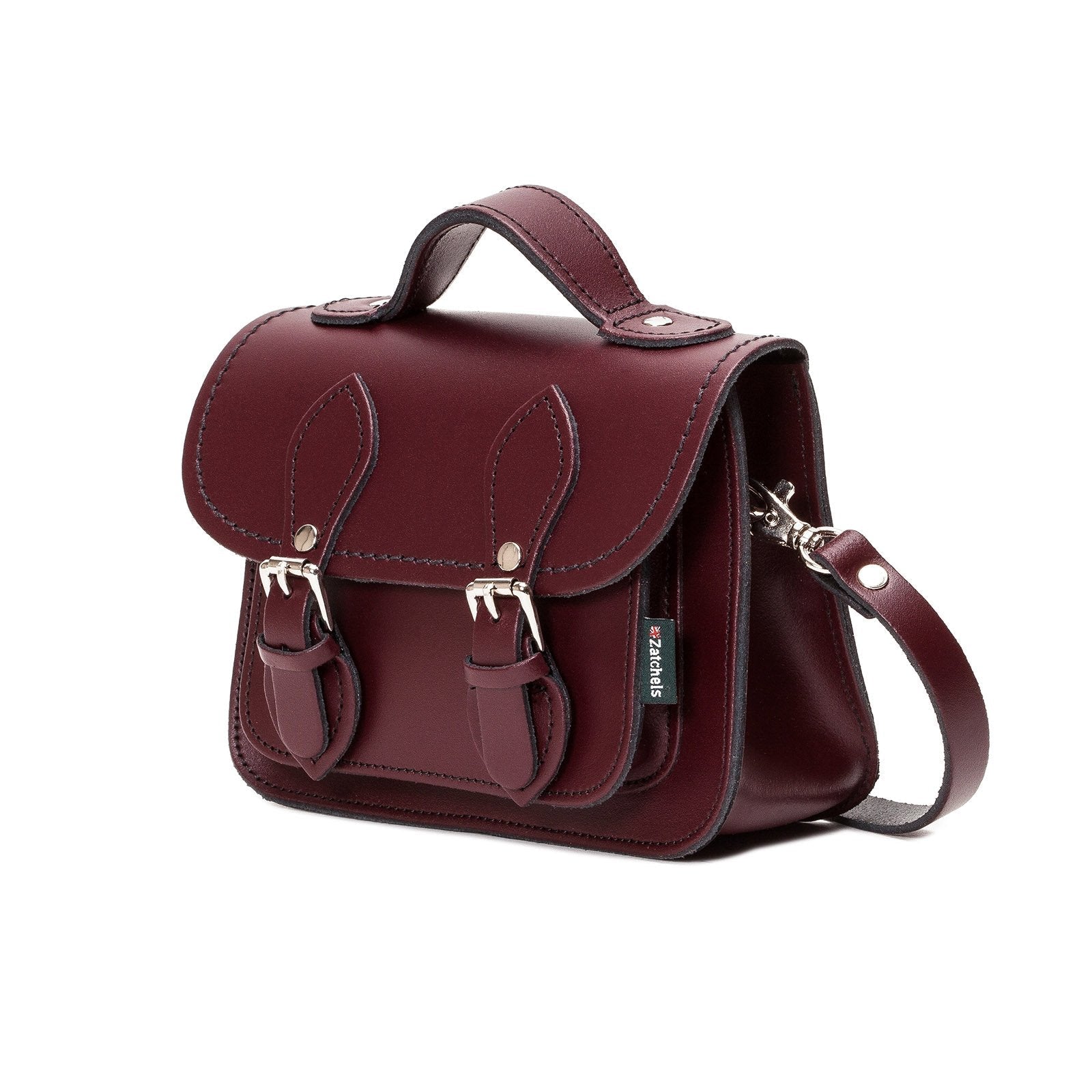 Handmade Leather Micro Satchel - Marsala Red  