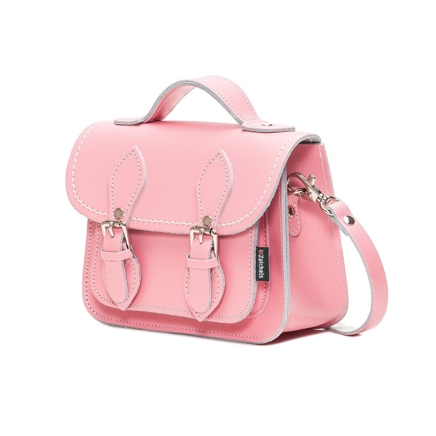Handmade Leather Micro Satchel - Pastel Pink  