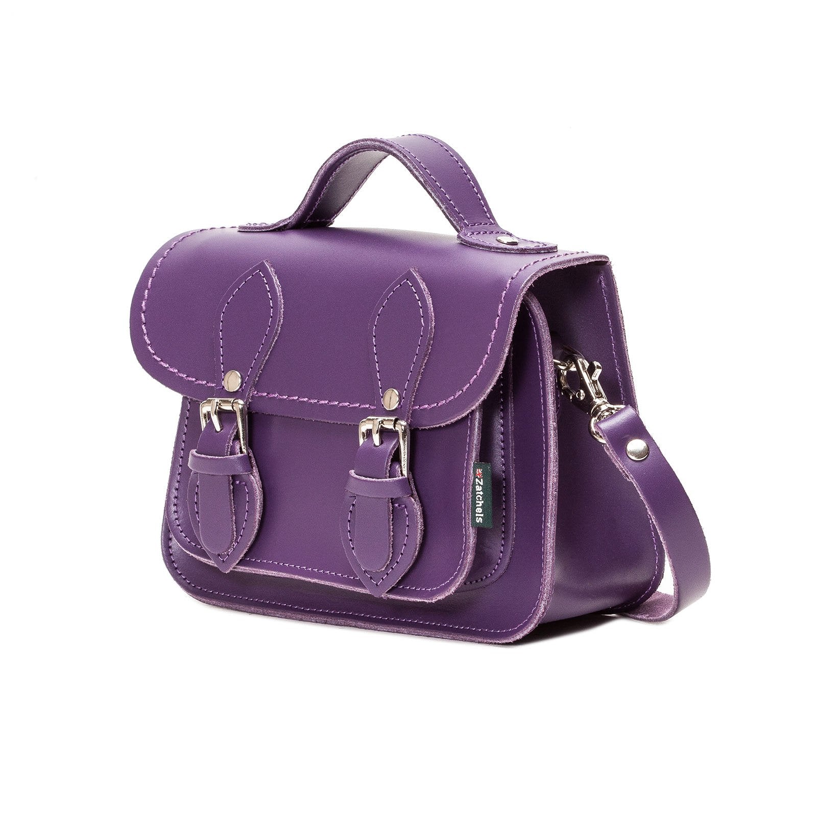 Handmade Leather Micro Satchel - Purple  
