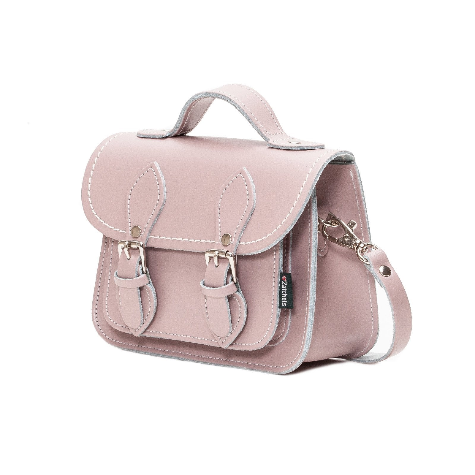 Handmade Leather Micro Satchel - Rose Quartz  