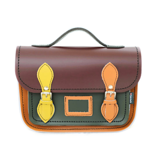 Leather Midi Satchel - Autumnal Kaleidoscope  