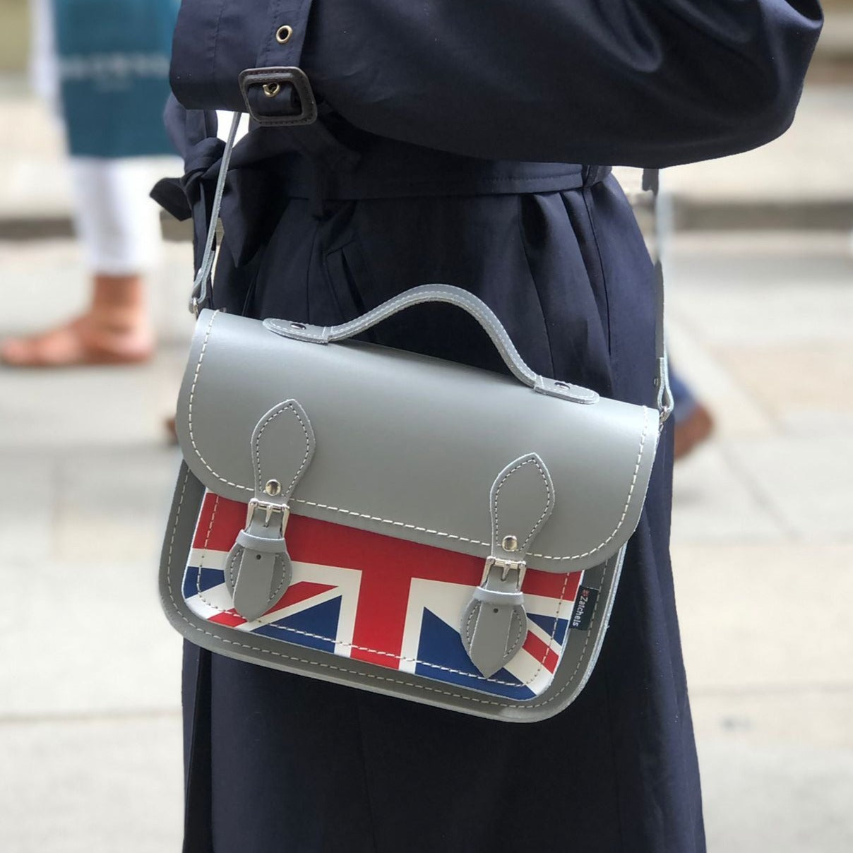 Union Jack Midi Satchel - Ghost Grey  