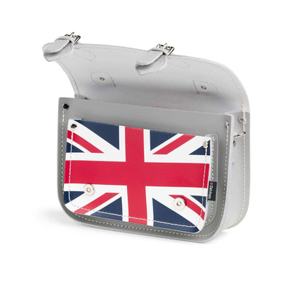 Union Jack Midi Handmade Leather Satchel - Ghost Grey