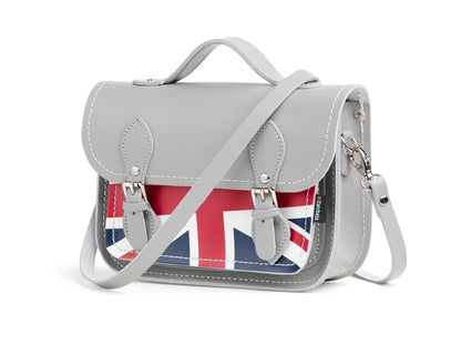 Union Jack Midi Handmade Leather Satchel - Ghost Grey