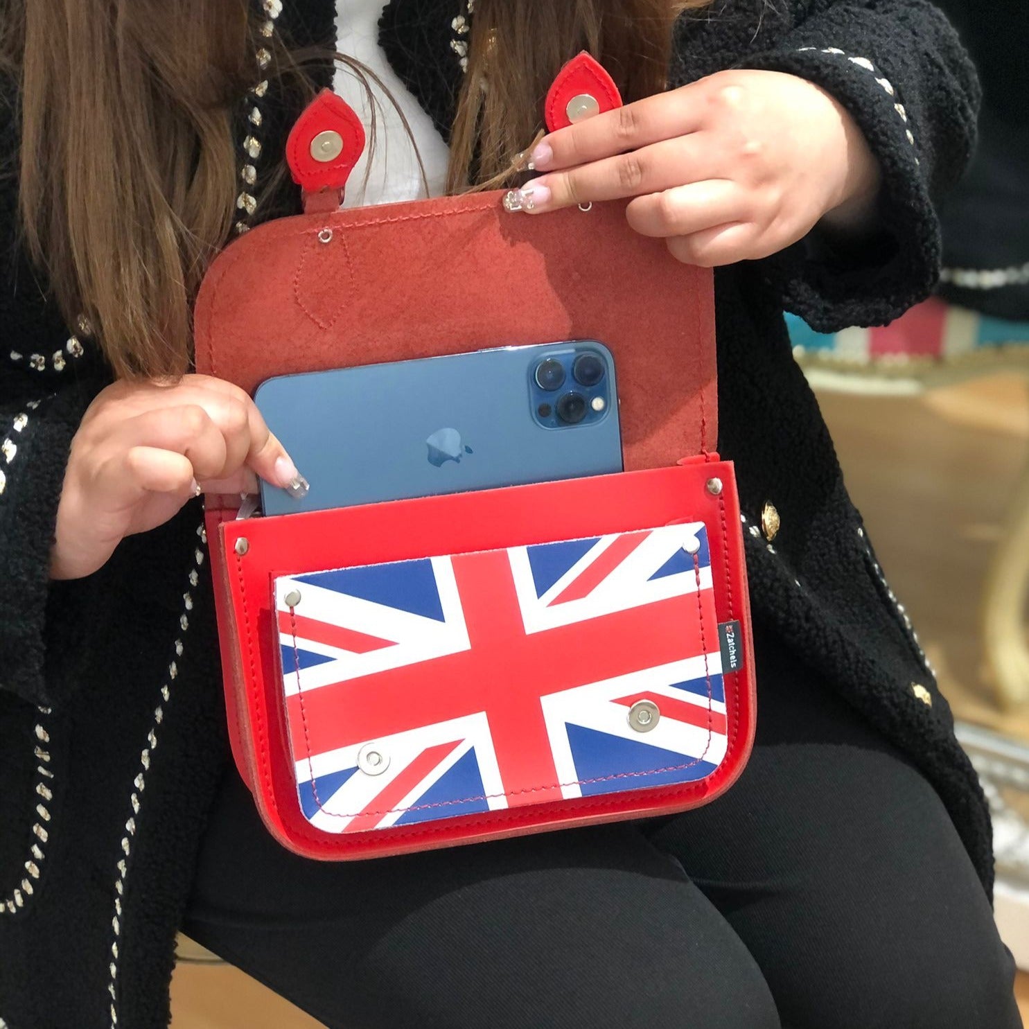 Union Jack Midi Satchel - Pillar Box Red  