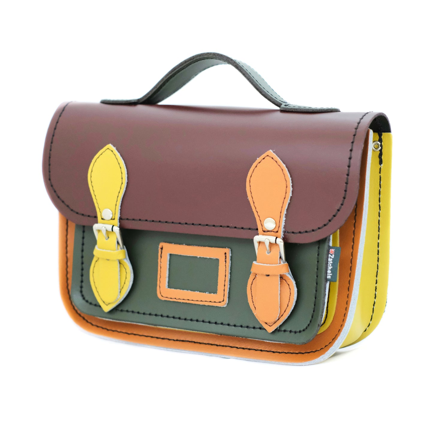 Leather Midi Satchel - Autumnal Kaleidoscope  