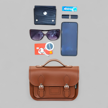 Union Jack Midi Handmade Leather Satchel - Ghost Grey