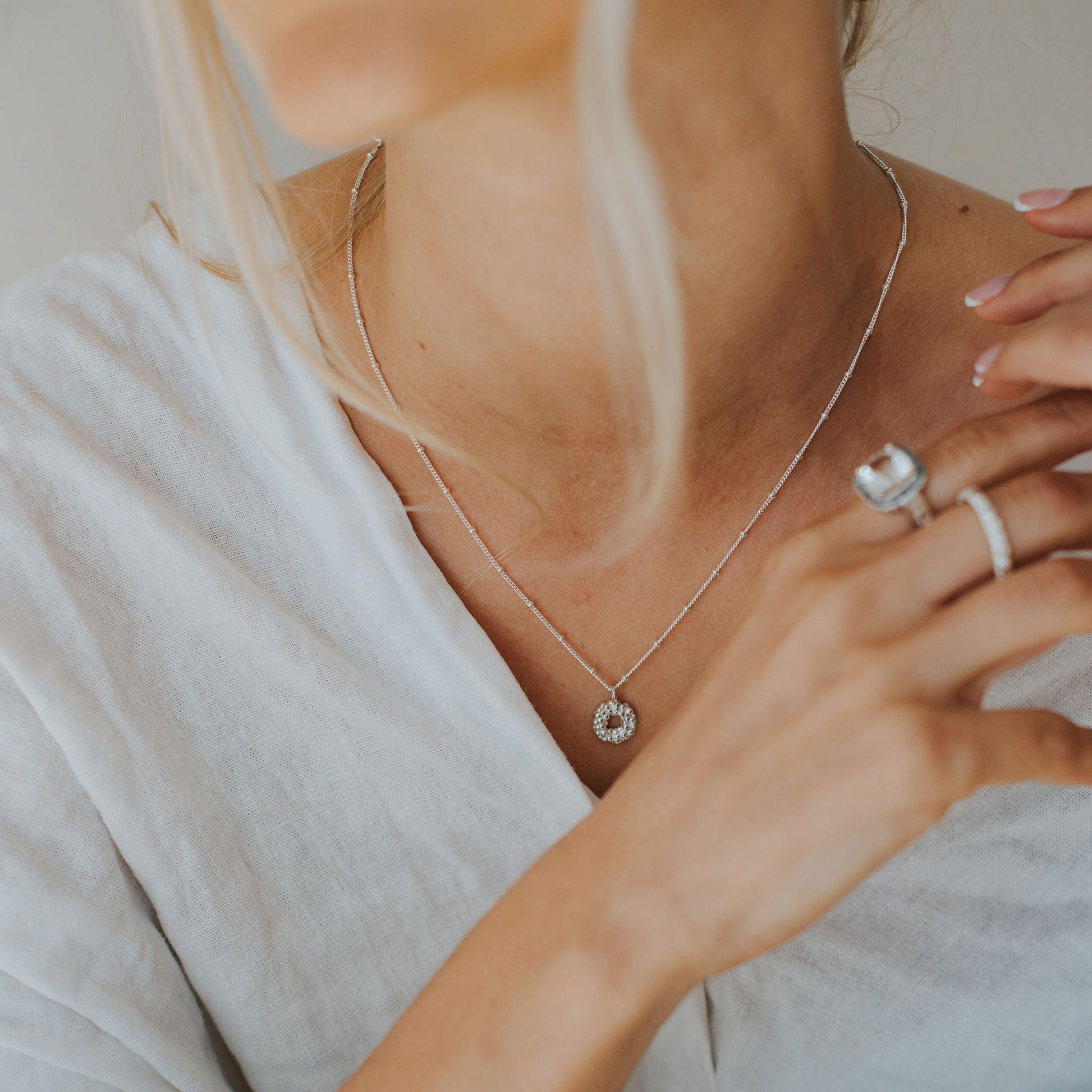 Mini Silver Barnacle Necklace  