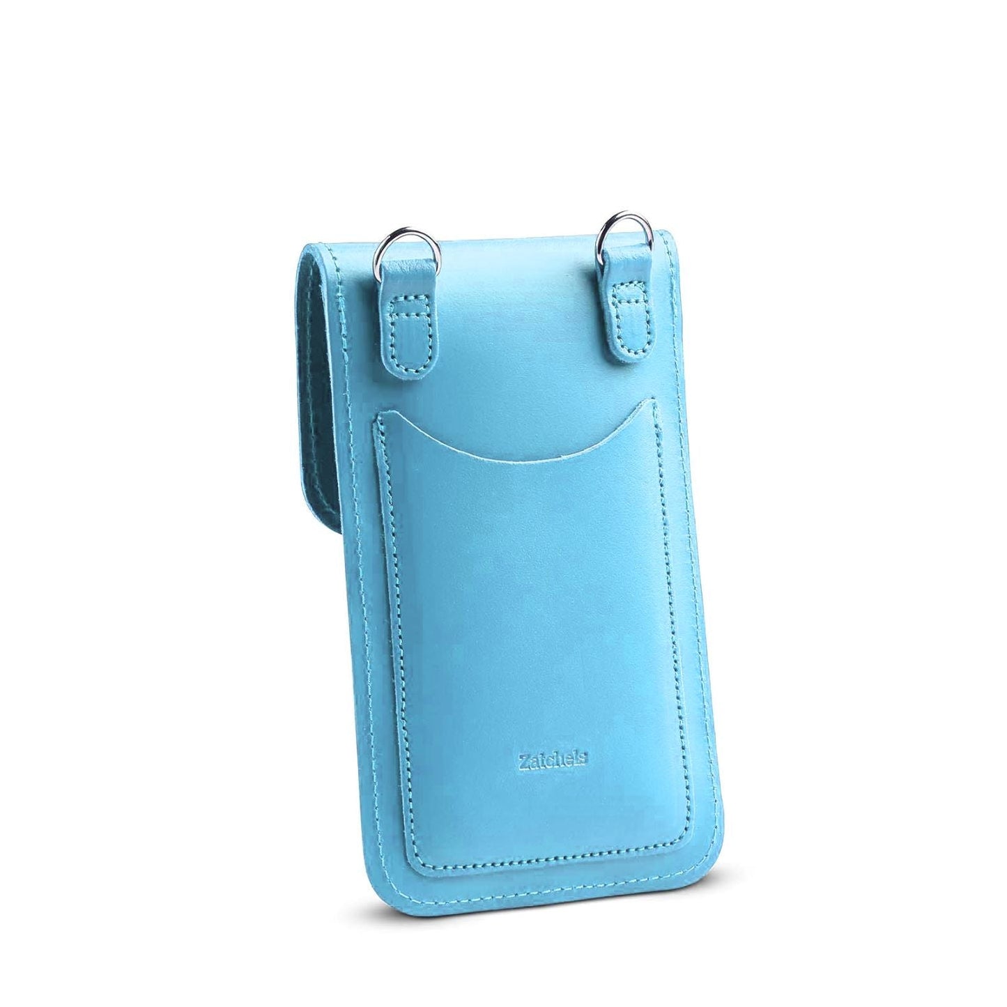 Handmade Leather Mobile Phone Pouch Plus - Pastel Baby Blue  
