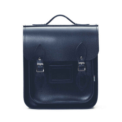Handmade Leather City Backpack - Navy Blue