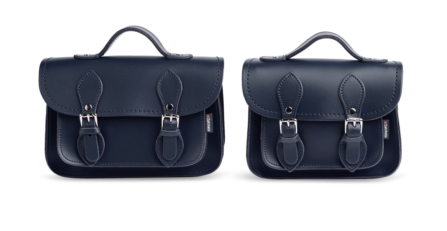 Handmade Leather Micro Satchel - Navy  