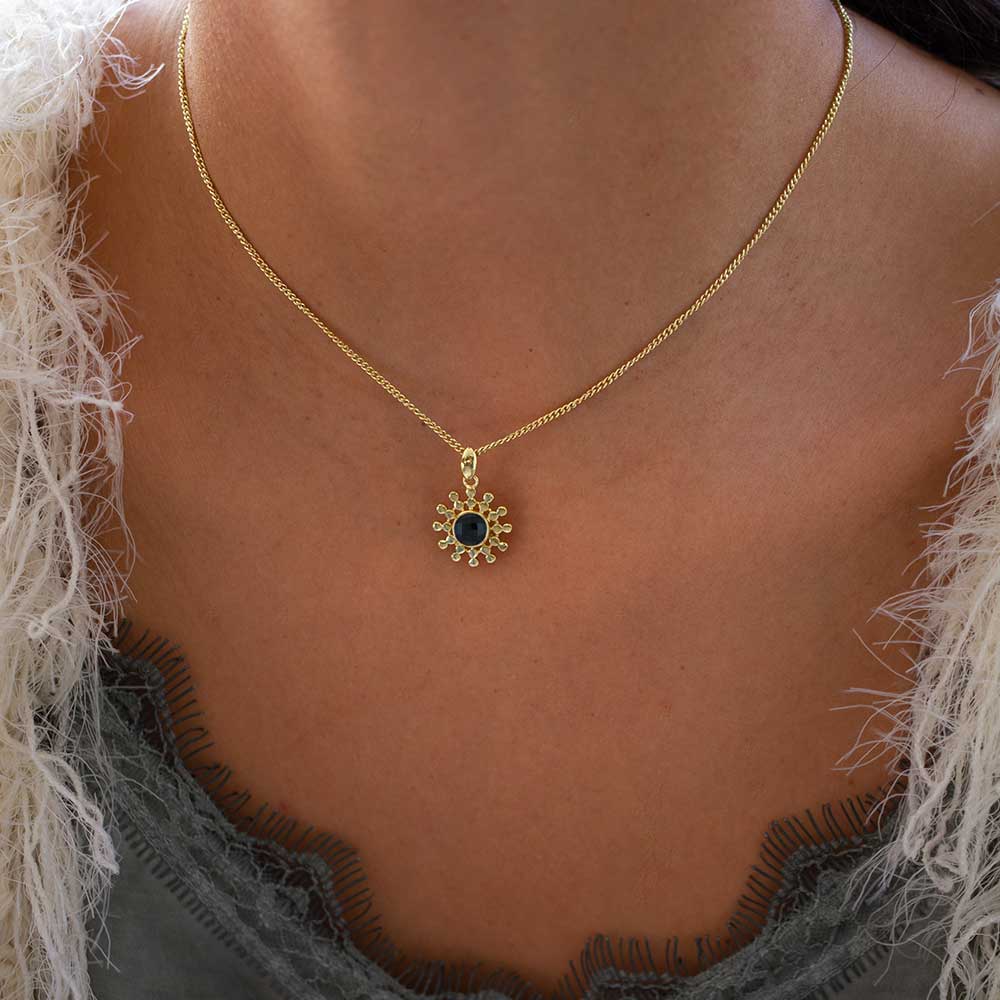 Etrusca Sun Drop Pendant with Black Onyx  