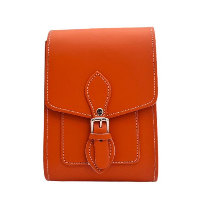 Handmade Leather Festival Phone Bag - Orange  