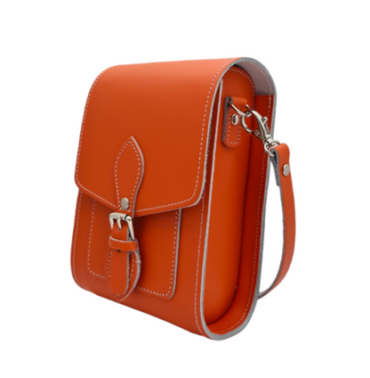 Handmade Leather Festival Phone Bag - Orange  