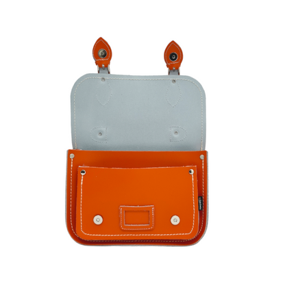 Leather Midi Satchel - Orange  