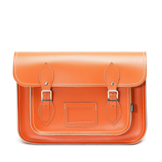 Handmade Leather Satchel - Orange  